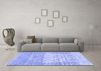 Machine Washable Abstract Blue Contemporary Rug, wshcon2008blu