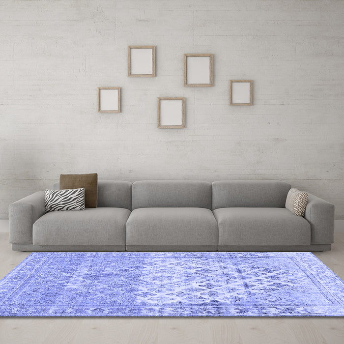 Machine Washable Abstract Blue Contemporary Rug in a Living Room, wshcon2008blu