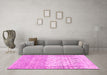 Machine Washable Abstract Pink Contemporary Rug in a Living Room, wshcon2008pnk