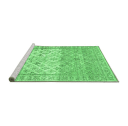 Sideview of Machine Washable Abstract Emerald Green Contemporary Area Rugs, wshcon2008emgrn