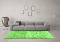 Machine Washable Abstract Green Contemporary Rug, wshcon2008grn