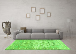 Machine Washable Abstract Green Contemporary Area Rugs in a Living Room,, wshcon2008grn