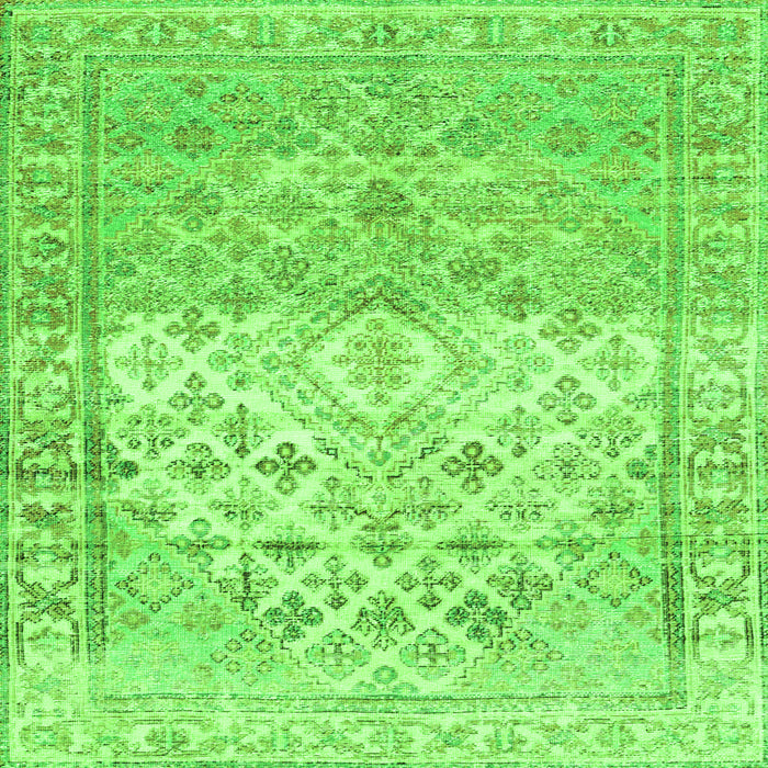 Round Machine Washable Abstract Green Contemporary Area Rugs, wshcon2008grn
