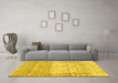 Machine Washable Abstract Yellow Contemporary Rug in a Living Room, wshcon2008yw