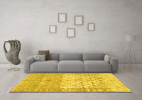 Machine Washable Abstract Yellow Contemporary Rug, wshcon2008yw