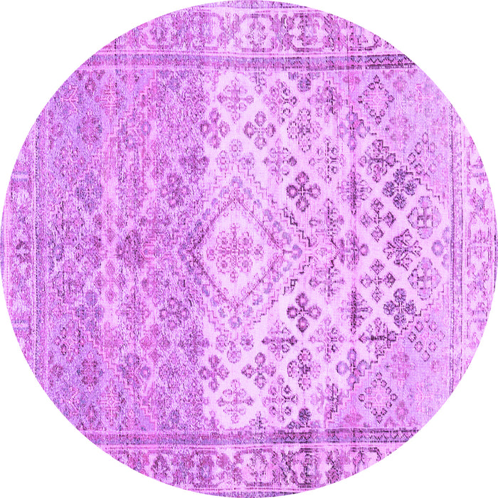 Round Abstract Purple Contemporary Rug, con2008pur