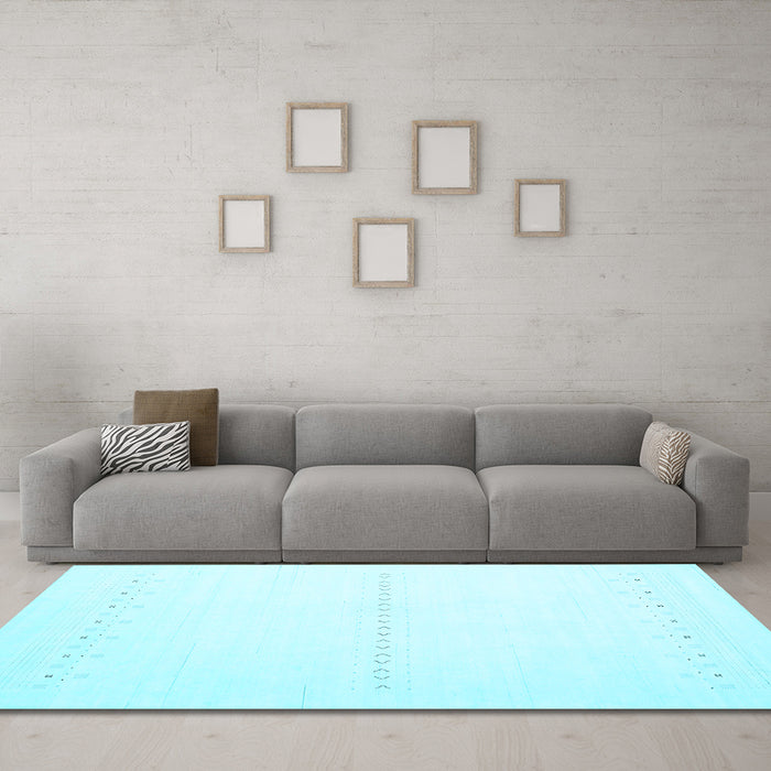 Machine Washable Solid Light Blue Modern Rug in a Living Room, wshcon2009lblu