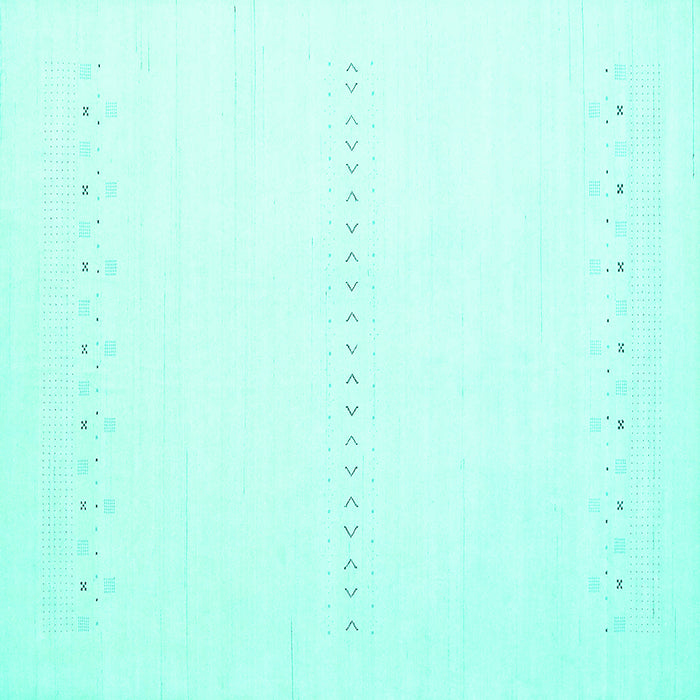 Square Machine Washable Solid Turquoise Modern Area Rugs, wshcon2009turq