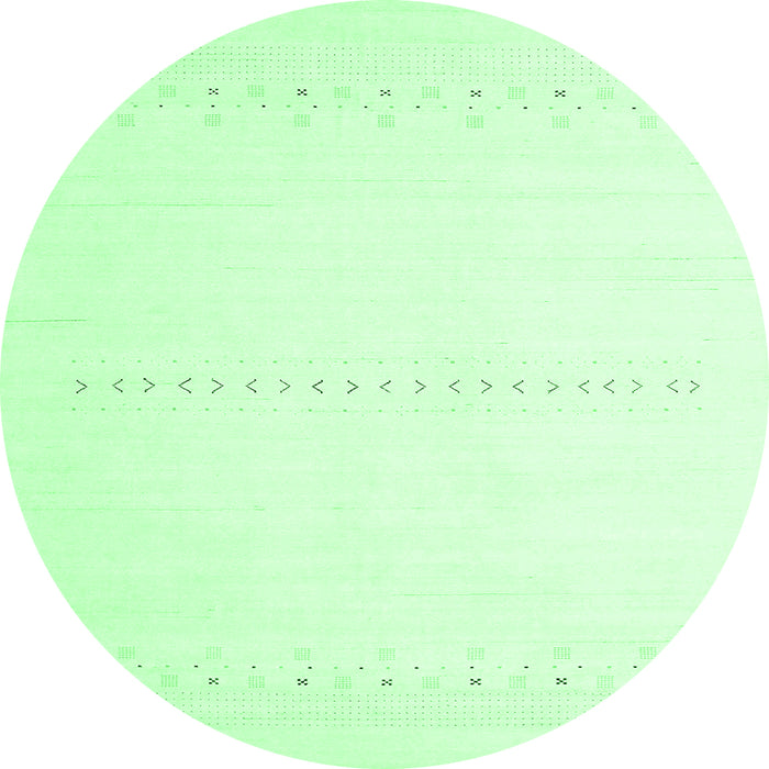 Round Machine Washable Solid Emerald Green Modern Area Rugs, wshcon2009emgrn