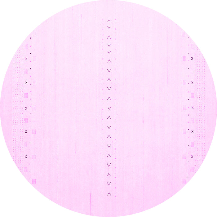 Round Machine Washable Solid Pink Modern Rug, wshcon2009pnk