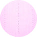 Round Machine Washable Solid Pink Modern Rug, wshcon2009pnk