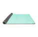 Sideview of Solid Turquoise Modern Rug, con2009turq