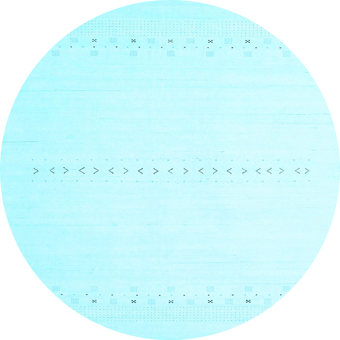 Round Machine Washable Solid Light Blue Modern Rug, wshcon2009lblu