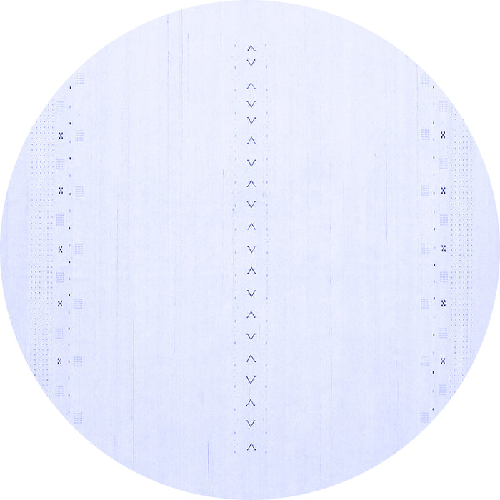 Round Machine Washable Solid Blue Modern Rug, wshcon2009blu
