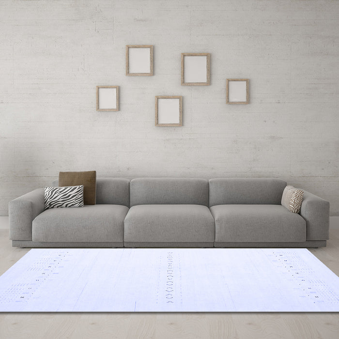 Machine Washable Solid Blue Modern Rug in a Living Room, wshcon2009blu