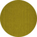 Round Machine Washable Abstract Yellow Contemporary Rug, wshcon200yw