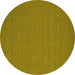 Round Abstract Yellow Contemporary Rug, con200yw