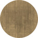 Round Abstract Brown Contemporary Rug, con2010brn