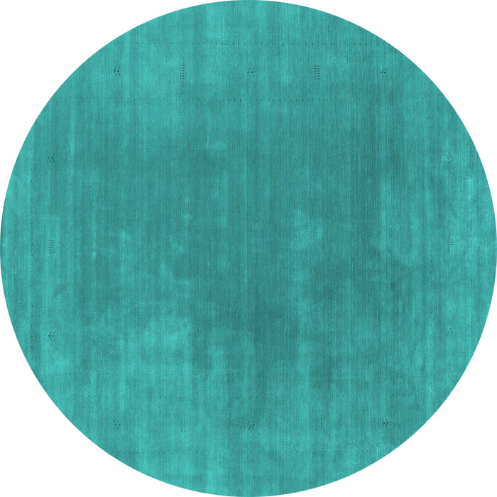 Round Abstract Turquoise Contemporary Rug, con2010turq