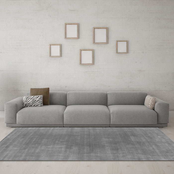 Machine Washable Abstract Gray Contemporary Rug in a Living Room,, wshcon2010gry