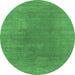 Round Abstract Emerald Green Contemporary Rug, con2010emgrn