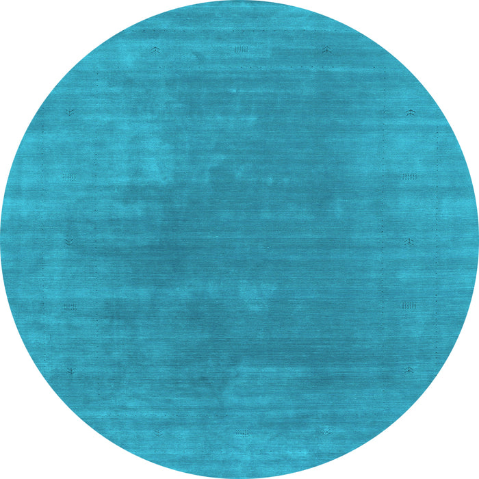 Round Abstract Light Blue Contemporary Rug, con2010lblu