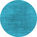 Round Abstract Light Blue Contemporary Rug, con2010lblu