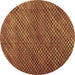 Round Machine Washable Abstract Brown Contemporary Rug, wshcon2011brn