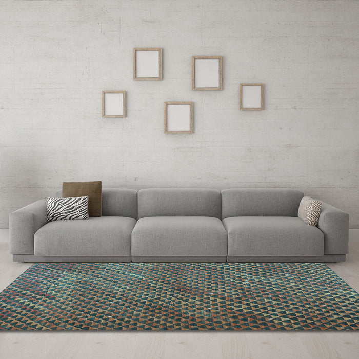 Machine Washable Abstract Light Blue Contemporary Rug in a Living Room, wshcon2011lblu