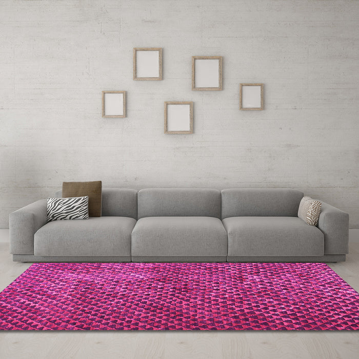 Machine Washable Abstract Pink Contemporary Rug in a Living Room, wshcon2011pnk