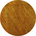 Round Machine Washable Abstract Yellow Contemporary Rug, wshcon2011yw