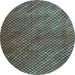 Round Abstract Light Blue Contemporary Rug, con2011lblu