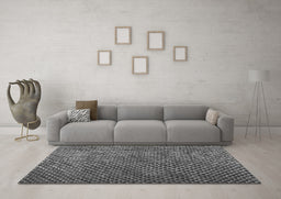 Machine Washable Abstract Gray Contemporary Rug in a Living Room,, wshcon2011gry