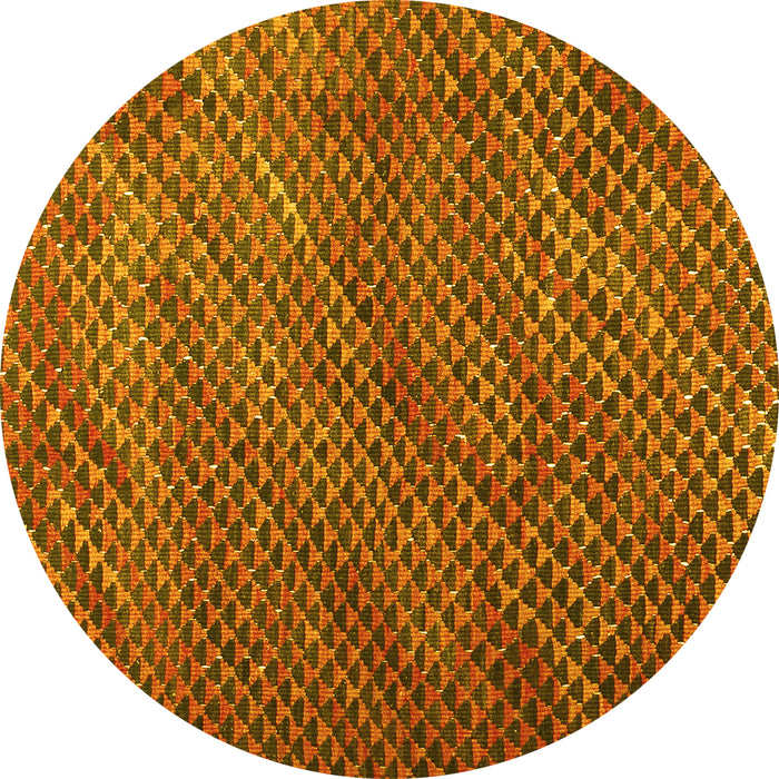 Round Abstract Yellow Contemporary Rug, con2011yw