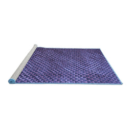 Sideview of Machine Washable Abstract Blue Contemporary Rug, wshcon2011blu