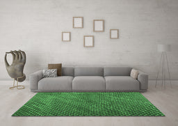 Machine Washable Abstract Emerald Green Contemporary Area Rugs in a Living Room,, wshcon2011emgrn