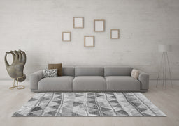 Machine Washable Southwestern Gray Country Rug in a Living Room,, wshcon2012gry