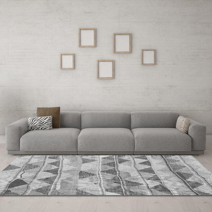 Machine Washable Southwestern Gray Country Rug in a Living Room,, wshcon2012gry