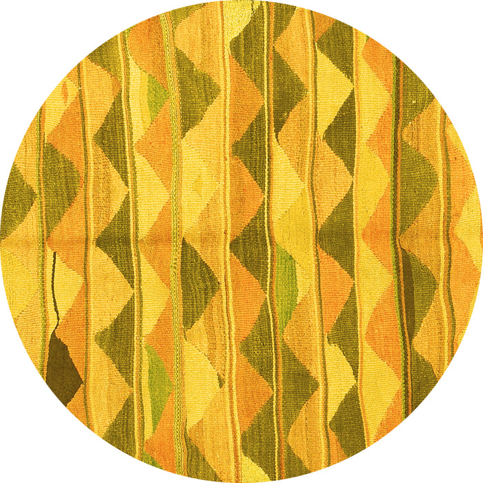 Round Southwestern Yellow Country Rug, con2012yw