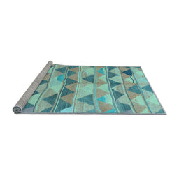 Sideview of Machine Washable Southwestern Light Blue Country Rug, wshcon2012lblu