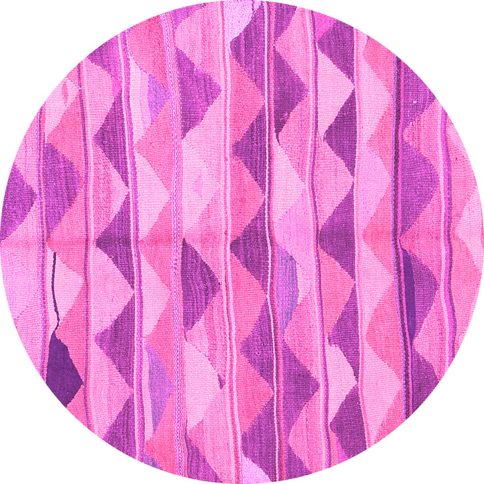 Round Machine Washable Southwestern Pink Country Rug, wshcon2012pnk
