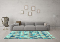 Machine Washable Southwestern Light Blue Country Rug, wshcon2012lblu