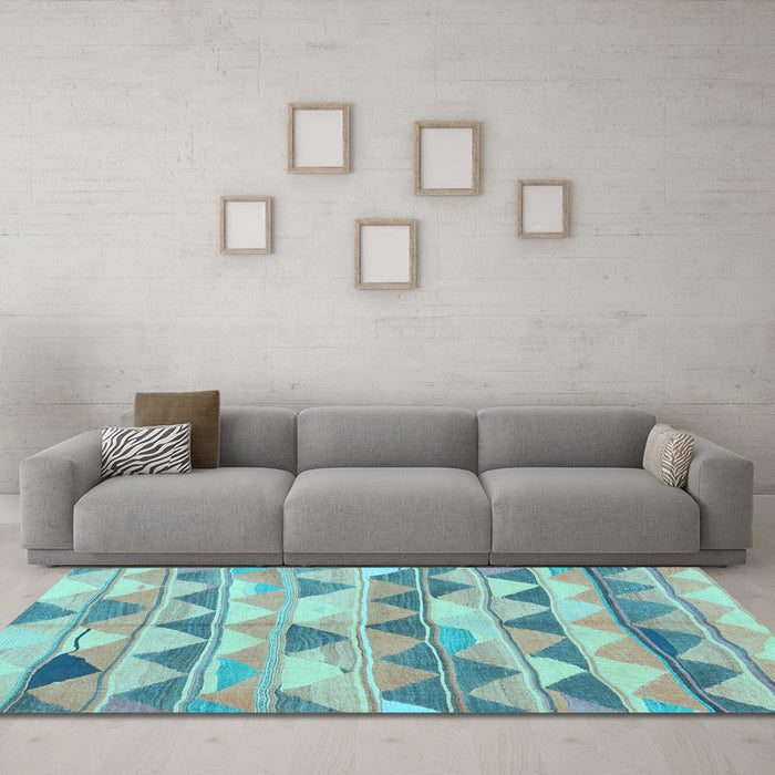 Machine Washable Southwestern Light Blue Country Rug in a Living Room, wshcon2012lblu