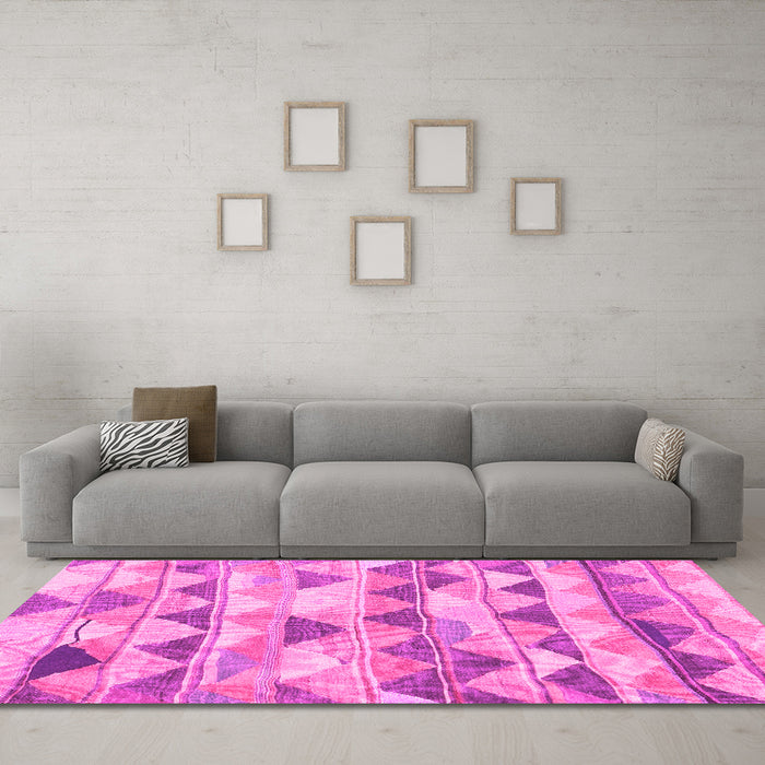 Machine Washable Southwestern Pink Country Rug in a Living Room, wshcon2012pnk