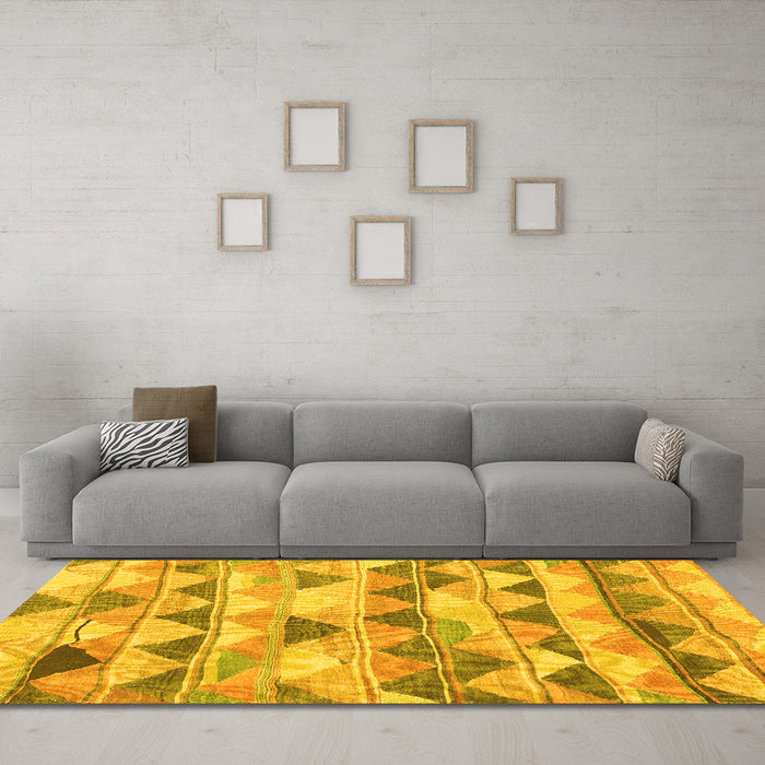 Machine Washable Southwestern Yellow Country Rug in a Living Room, wshcon2012yw