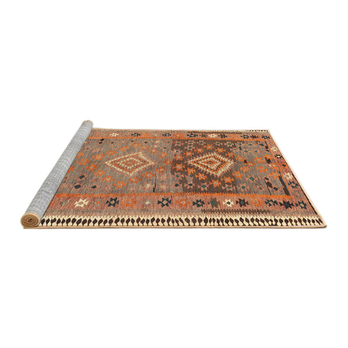 Serging Thickness of Machine Washable Contemporary Sand Brown Rug, wshcon2013