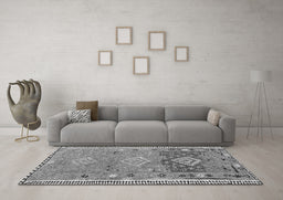 Machine Washable Southwestern Gray Country Rug in a Living Room,, wshcon2013gry