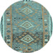 Round Southwestern Light Blue Country Rug, con2013lblu