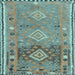 Square Southwestern Light Blue Country Rug, con2013lblu