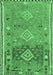 Machine Washable Southwestern Emerald Green Country Area Rugs, wshcon2013emgrn